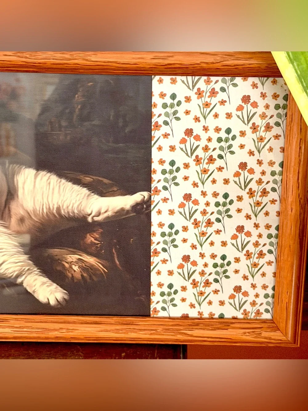 Fat Cat Quirky Canvas Art Print Floral Border Wood Framed Weird Wall Hang Art